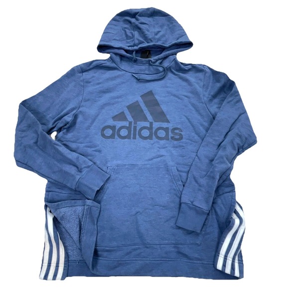adidas Tops - Adidas Hoodie Women Medium Blue White Sweatshirt Sweater Spell Out Logo *